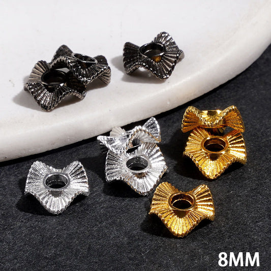 Tiny Wavy-Shaped Lotus Leaf Metal Spacer Beads with Stripes, 8MM, Multi-Color