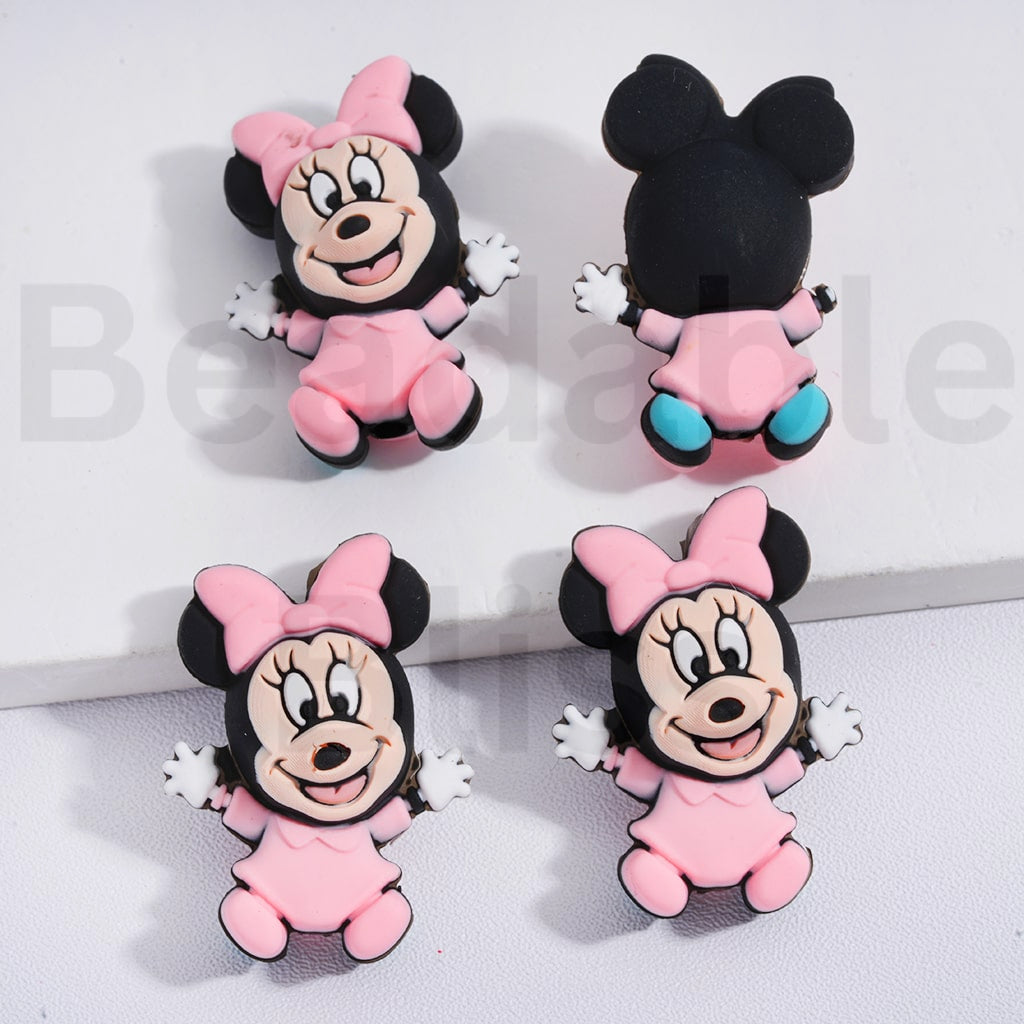 3D Silicone Focal Beads Cute Disne Cartoon Micke Minni Mouse Donal Duck Pigle Winnie the Poo