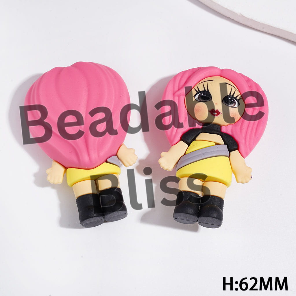 Girl Band Series in Diverse Style Soft PVC Rubber Figurine, Height 62MM (No-Hole)