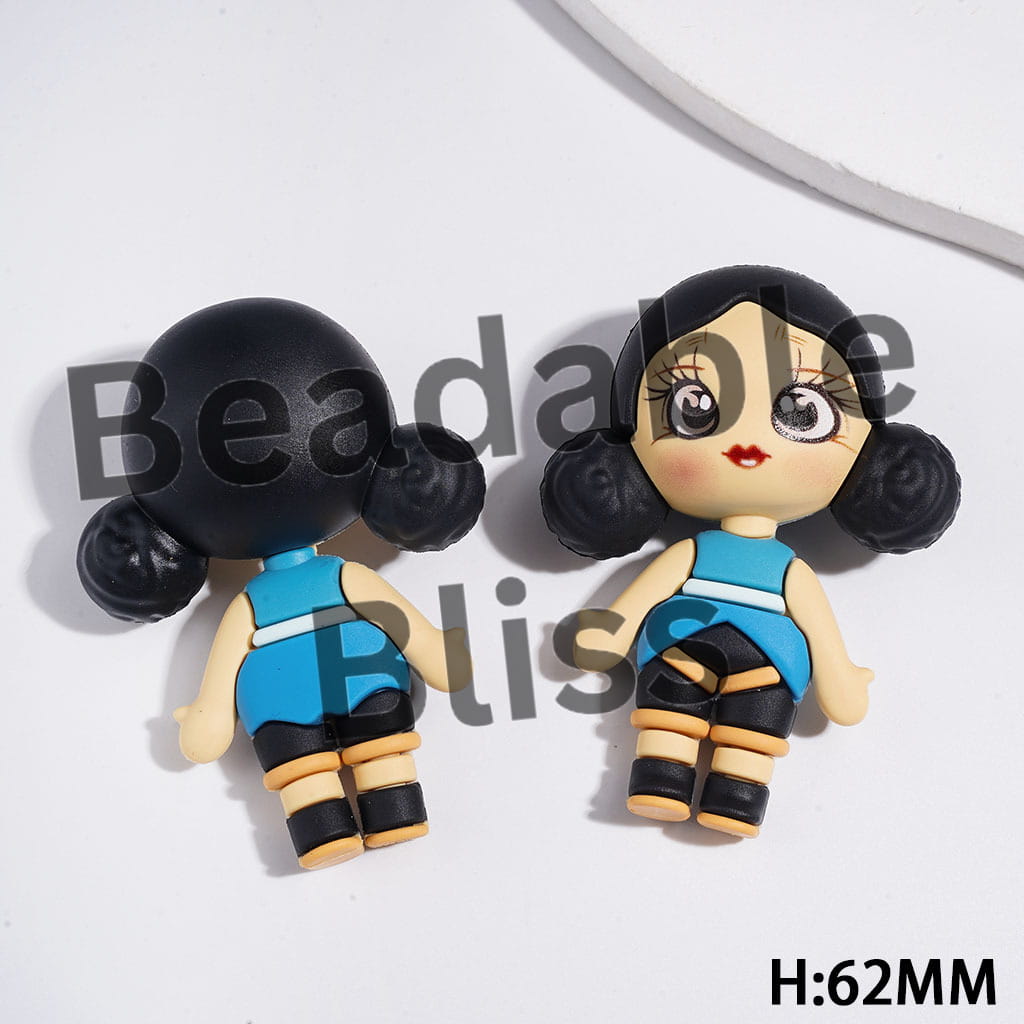Girl Band Series in Diverse Style Soft PVC Rubber Figurine, Height 62MM (No-Hole)