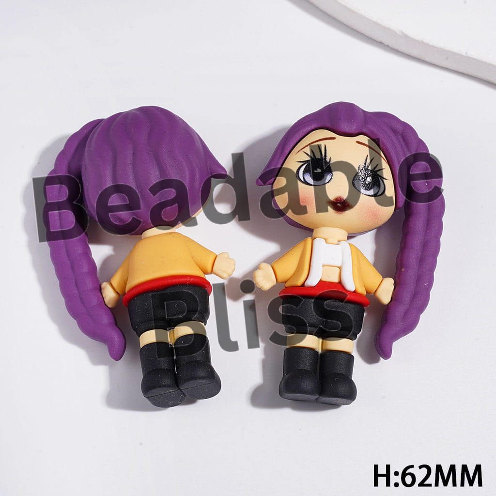Girl Band Series in Diverse Style Soft PVC Rubber Figurine, Height 62MM (No-Hole)