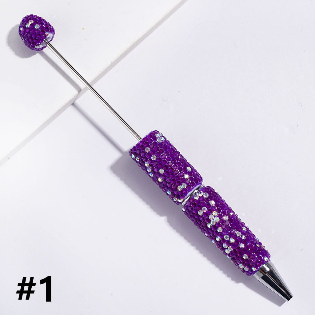 Beadable Clay Pens with Multi-Color & AB Rhinestones Covered the Entire Pens, Neon