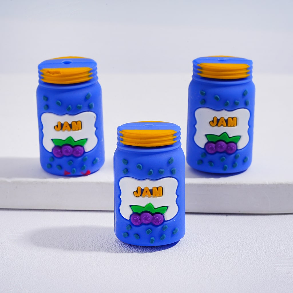 3D Silicone Focal Beads Jam Series Tomato Ketchup Pepper Jam Strawberry Jam Blueberry Jam Milk Peanuts