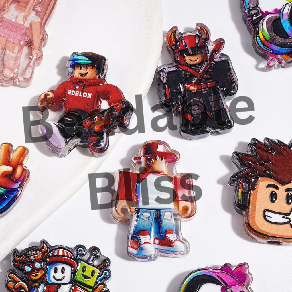 Sandbox Game Theme Acrylic Beads, Semi-Clear, Random Mix