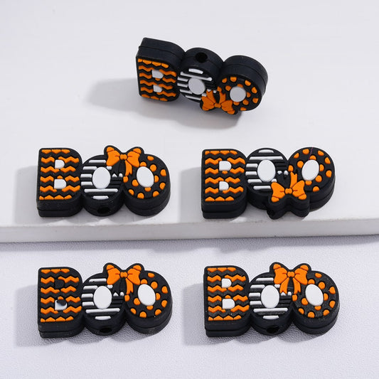 Silicone Focal Beads Boo with Cute Bowknots Halloween