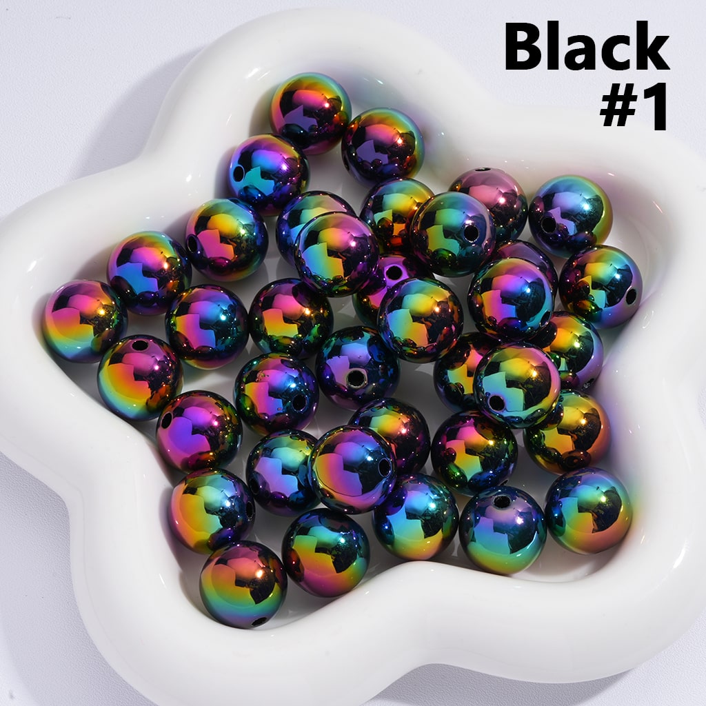 Round Acrylic Beads UV Coating Shiny in Solid Color, 16MM
