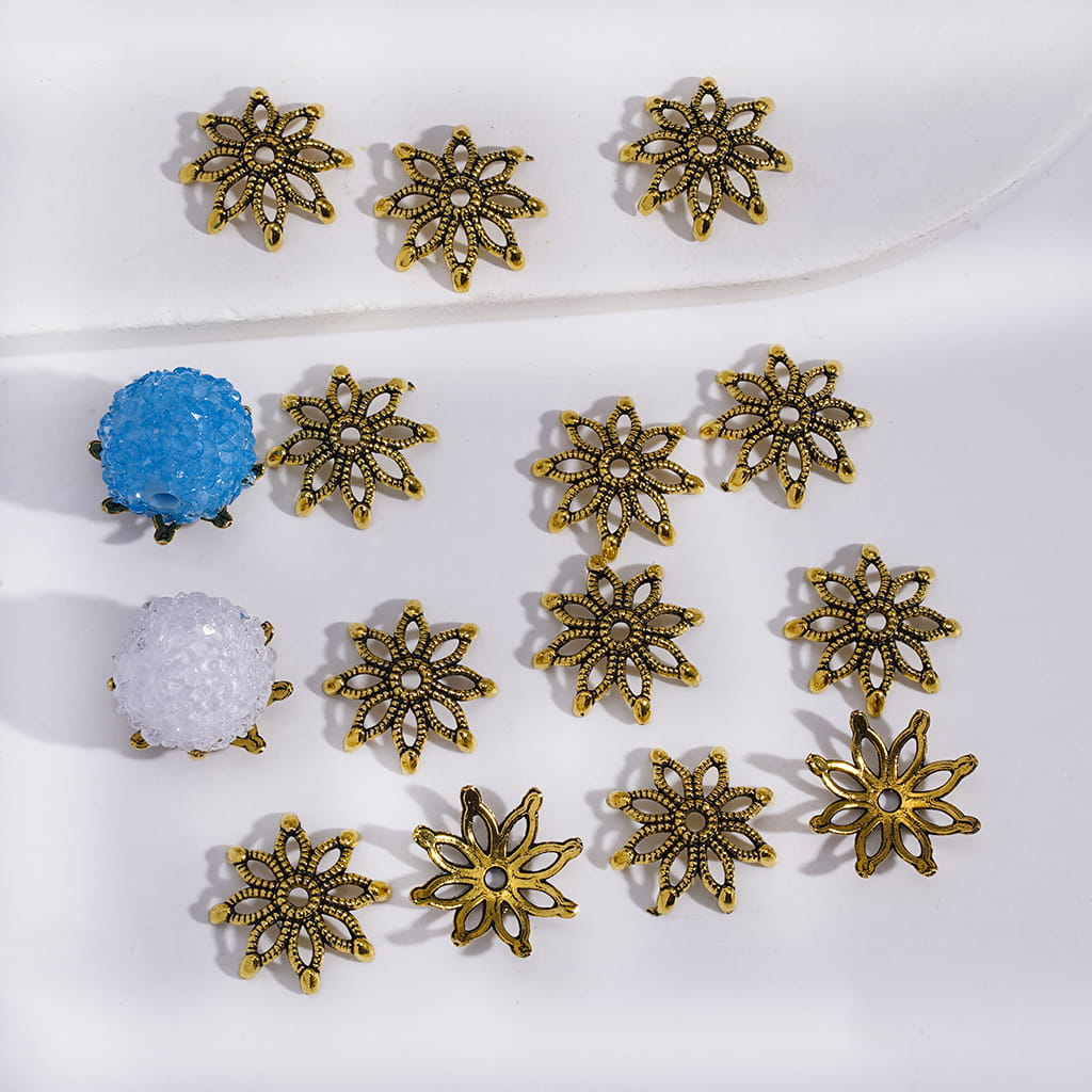 Bead Cages with Lotus Flower Frame, Alloy Bead Cap in Gold Black (They Fit 20MM Beads)