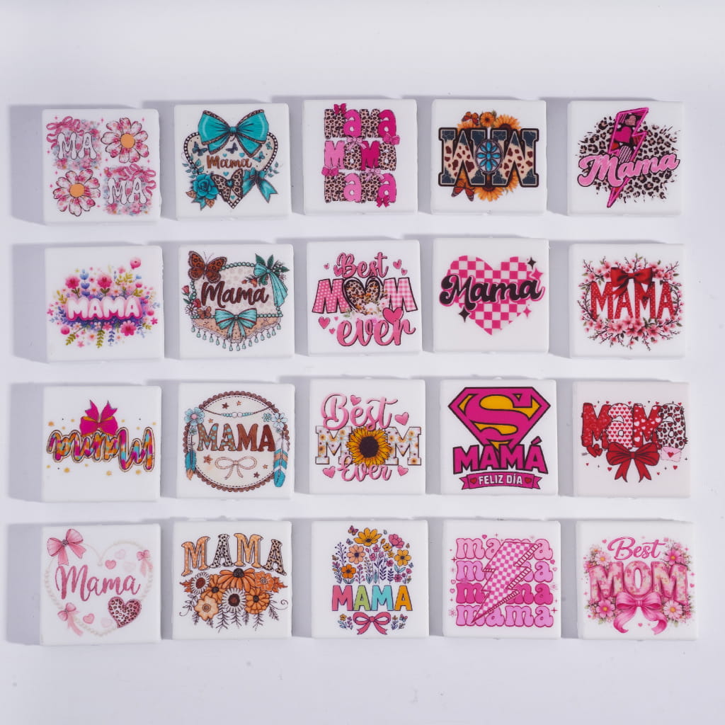 Collection of colorful 'Mama' and 'Best Mom Ever' themed stickers on a white background