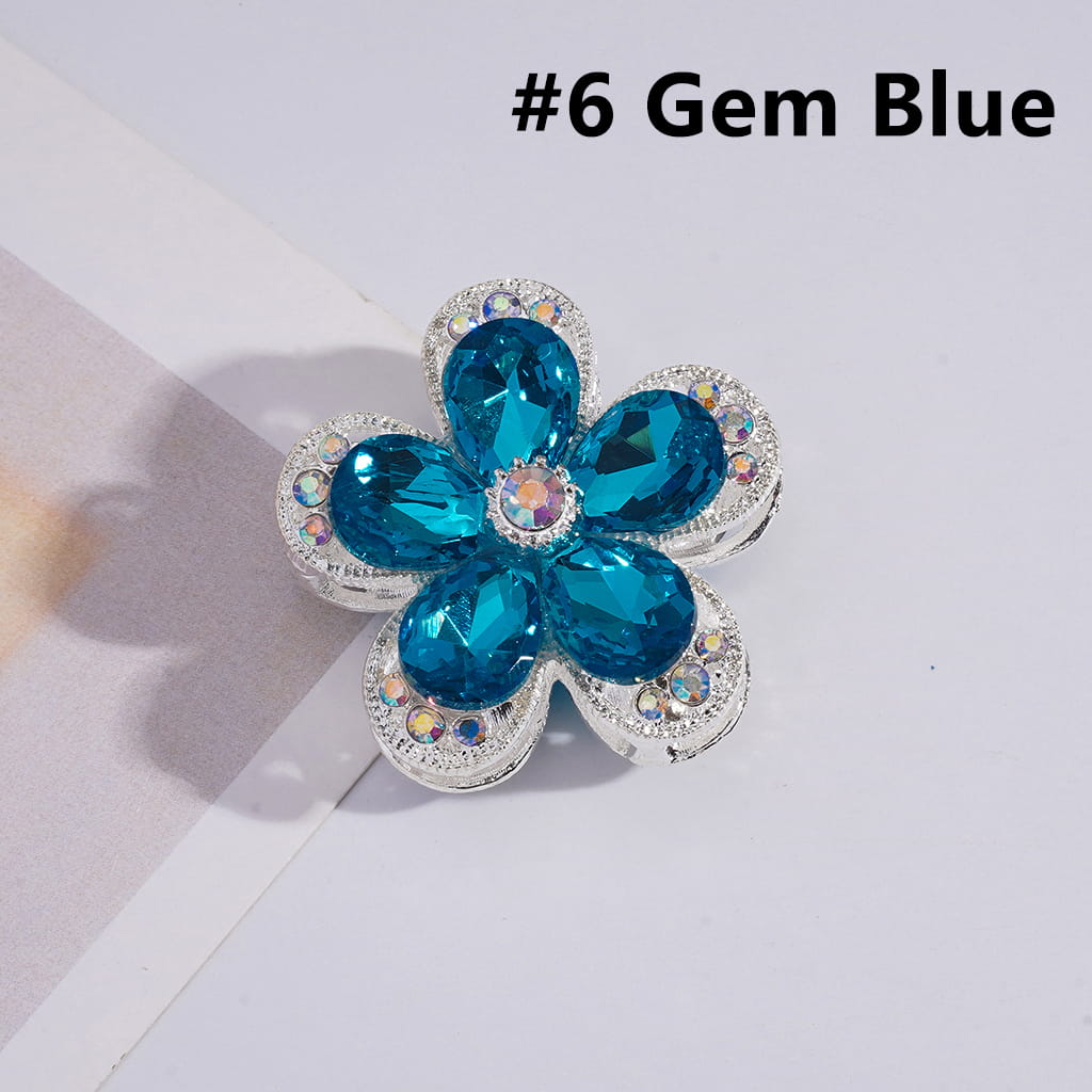 Silver Color Metal Beads with Five Petaled Flower with Colorful & AB Rhinestones, 38MM