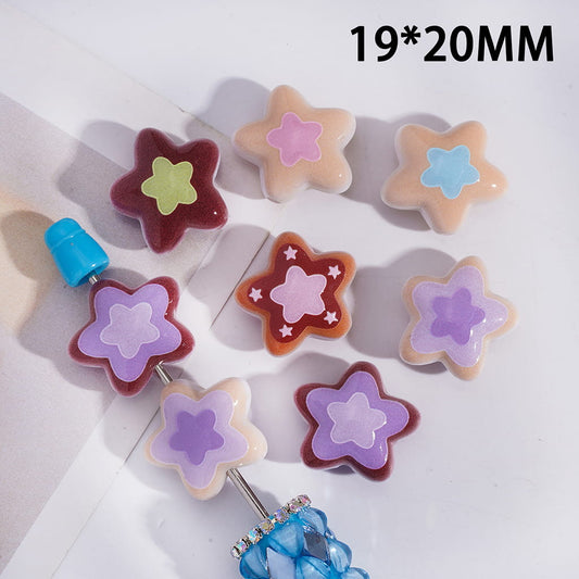Star-shaped colorful beads on a white background with dimensions 19*20MM.