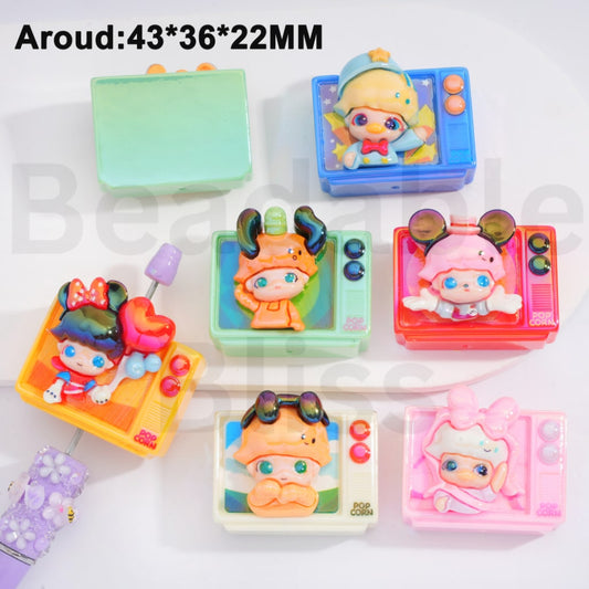 Acrylic Beads UV Coating Cute Pop Mar Series Television Around 43*36*22MM, Random Mix