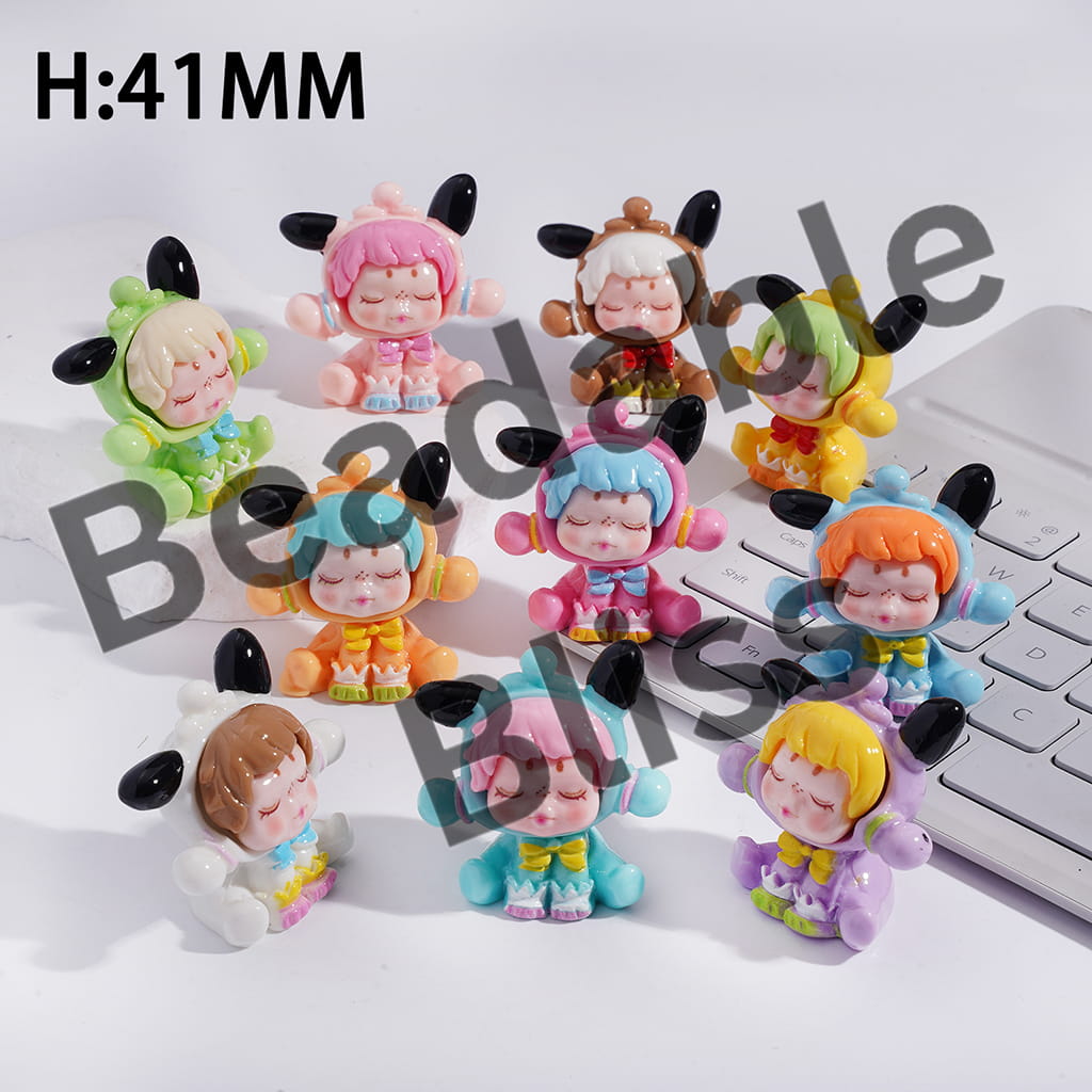 Acrylic Figurine Freckled Baby Girl in Sitting Position, Height 41MM, No Hole, Random Mix