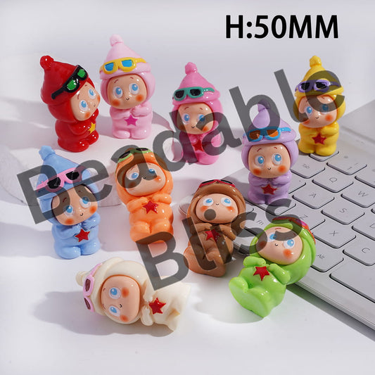 Acrylic Figurine Baby Star Doll Character with Glasses, Height 50MM, No Hole, Random Mix