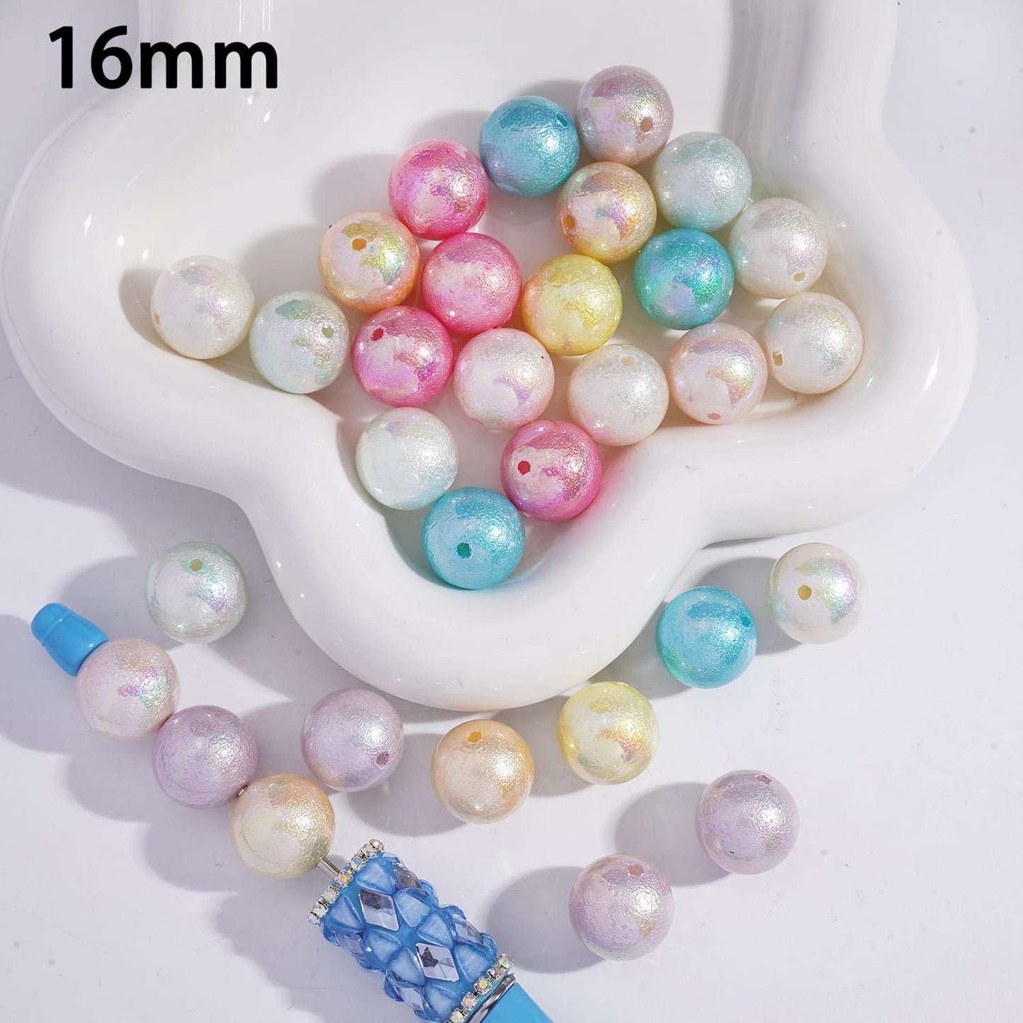 Acrylic Beads UV Coating Bumpy Effect, 16MM, Random Mix