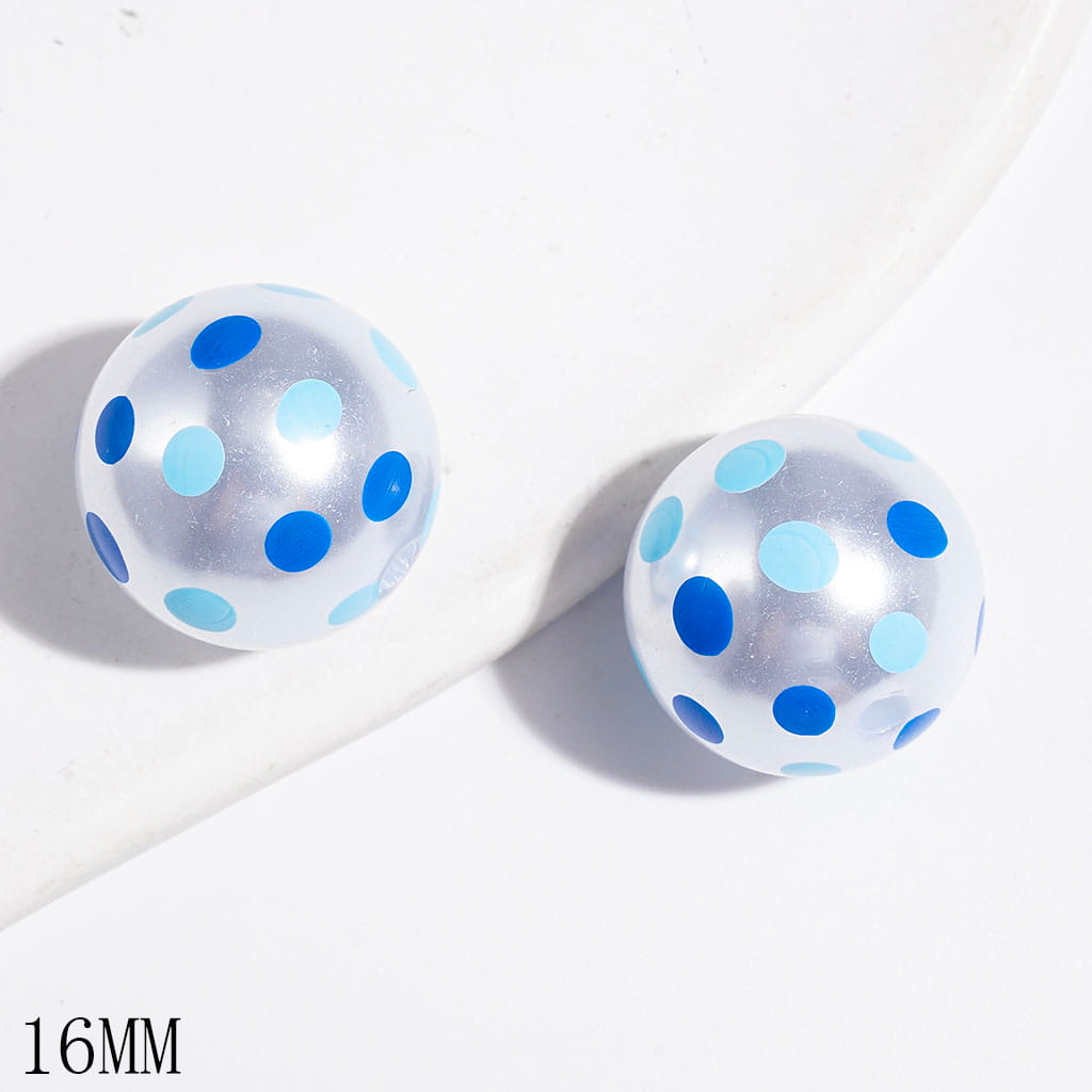 Pearlized Finish Acrylic Beads for Bracelets and Necklets with Polka Dots, 16MM, Multi-Color