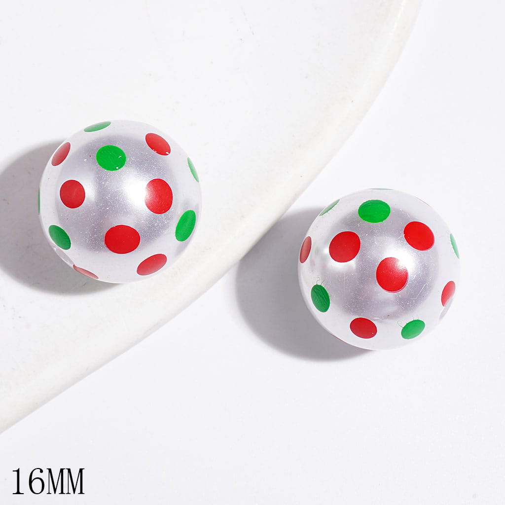 Pearlized Finish Acrylic Beads for Bracelets and Necklets with Polka Dots, 16MM, Multi-Color