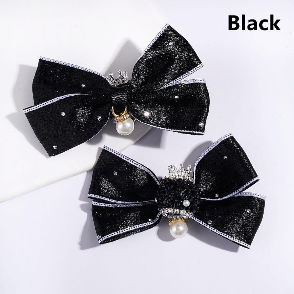 Sugar Acrylic Beads with Silver Alloy Crown Clear Rhinestones Chains White Pearls Pendants Fabric Bowtie