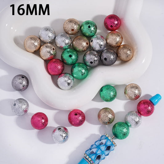 Acrylic Beads for Bracelets Wrinkled Round in Solid Christmas Colors, 16MM, Random Mix