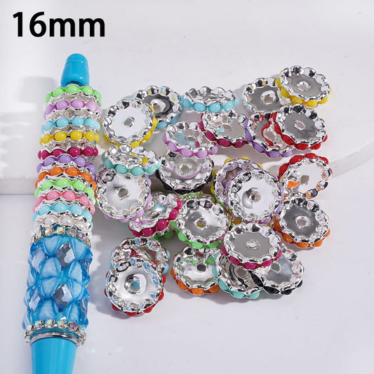 Alloy Spacer Beads Wavy Shape with Solid Macaron Color Mini Balls, 16MM, Random Mix
