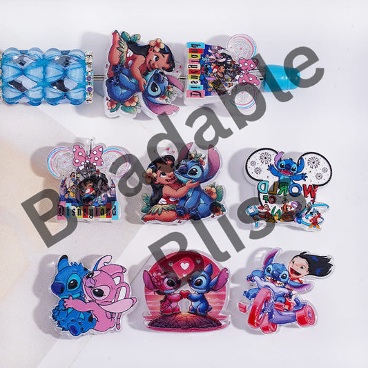 Acrylic Beads Blue Monster Character Series, Translucent, Random Mix