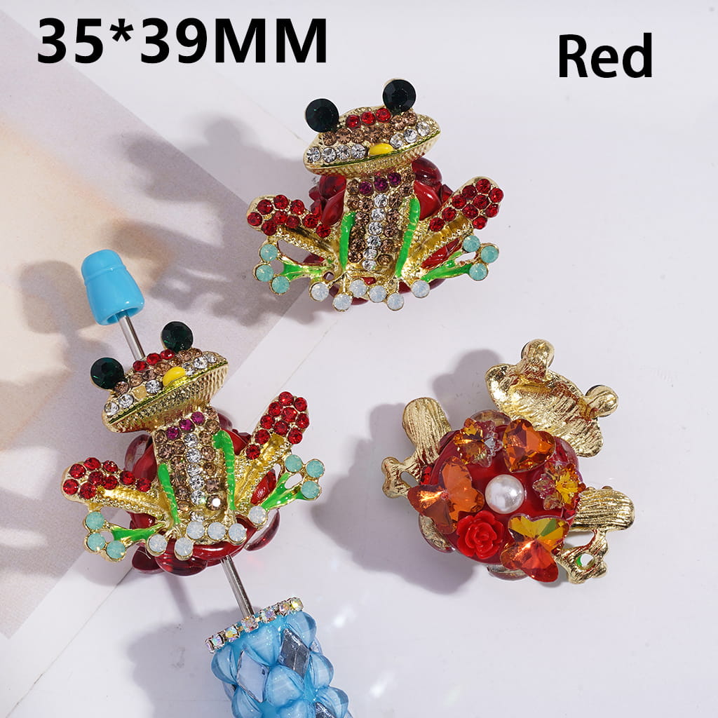 Colorful brooches with gemstones on a white background

