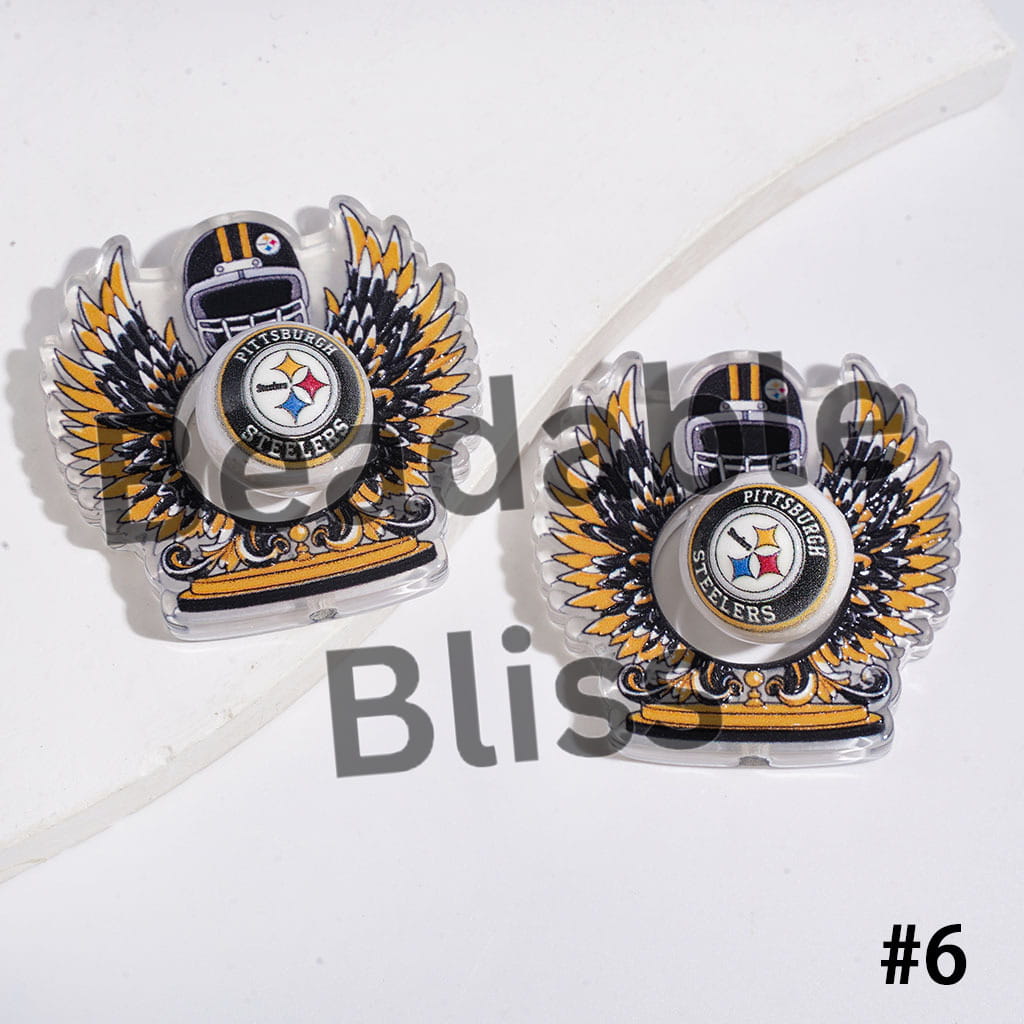 Hollowed Wings with Helmet and American Football Round Beads Collection Set Acrylic Beads (Please Read the Description)
