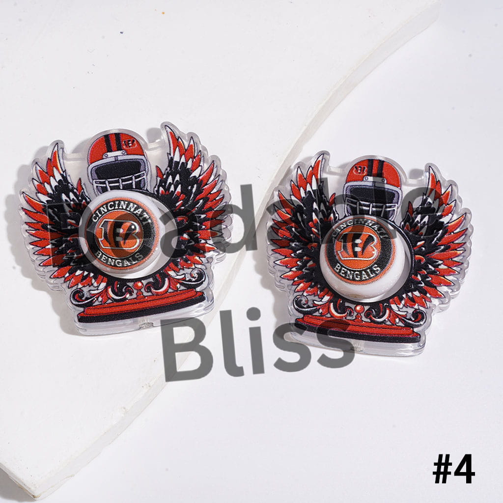 Hollowed Wings with Helmet and American Football Round Beads Collection Set Acrylic Beads (Please Read the Description)