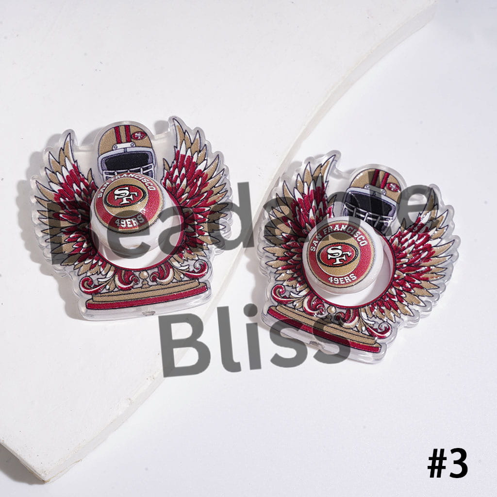 Hollowed Wings with Helmet and American Football Round Beads Collection Set Acrylic Beads (Please Read the Description)