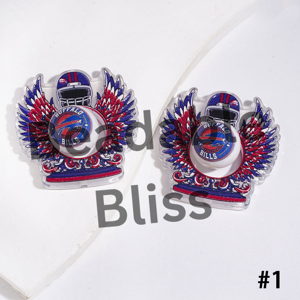 Hollowed Wings with Helmet and American Football Round Beads Collection Set Acrylic Beads (Please Read the Description)