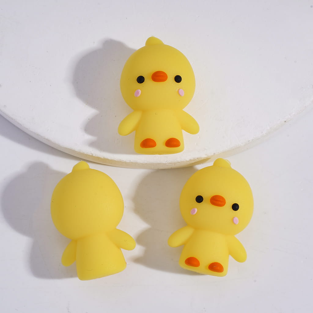 Silicone Focal Beads 3D Lovely Yellow Duck Open Hands and Hug
