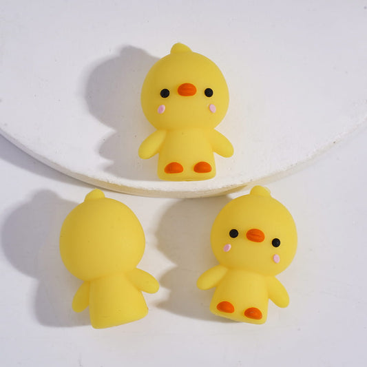 Silicone Focal Beads 3D Lovely Yellow Duck Open Hands and Hug