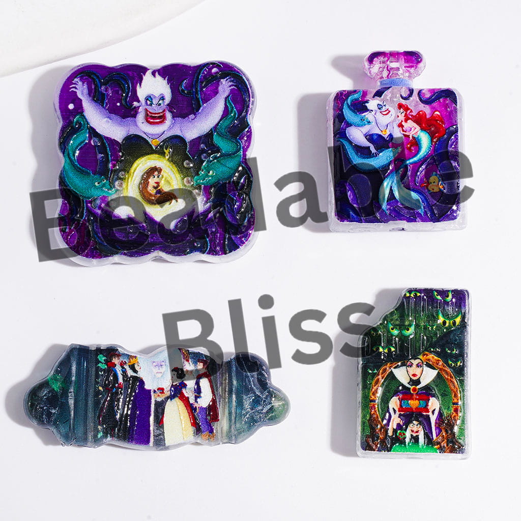 Acrylic Crackle Beads and Pendants Villain Characters and Princess Series, Random Mix