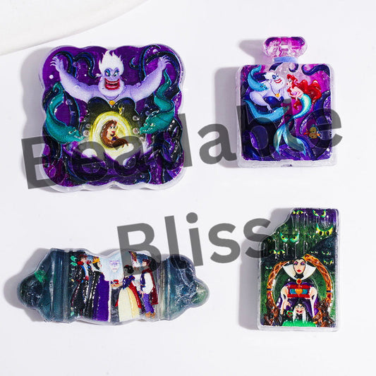 Acrylic Crackle Beads and Pendants Villain Characters and Princess Series, Random Mix
