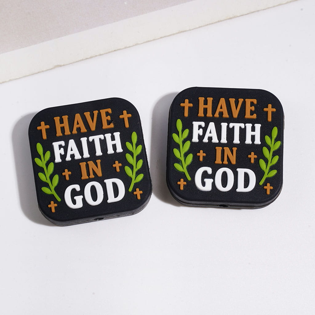 Silicone Focal Beads with Motivational Encourage Text and Flower, Flat Square & Rectangle & Star & Octagon Shape