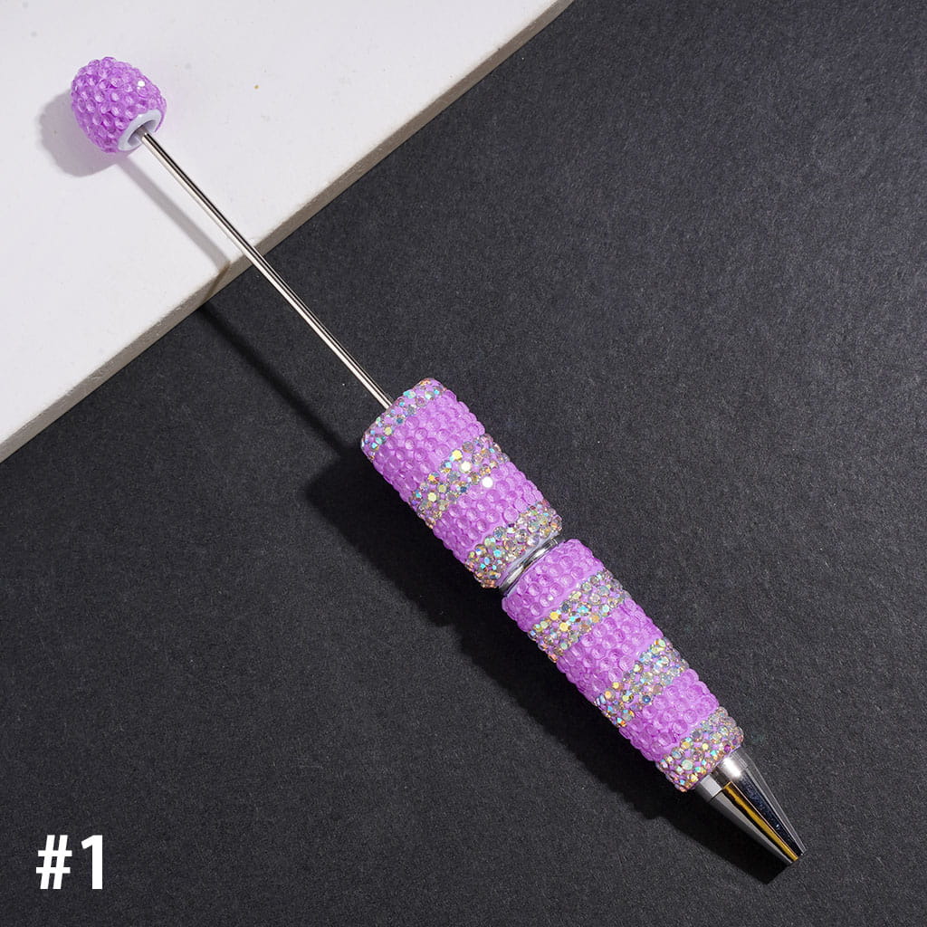 Beadable Clay Pens with Clear and AB Rhinestones Covered the Entire Pens, Multi-Color