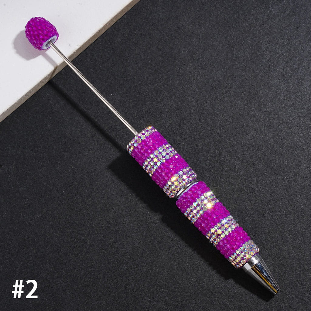 Beadable Clay Pens with Clear and AB Rhinestones Covered the Entire Pens, Multi-Color