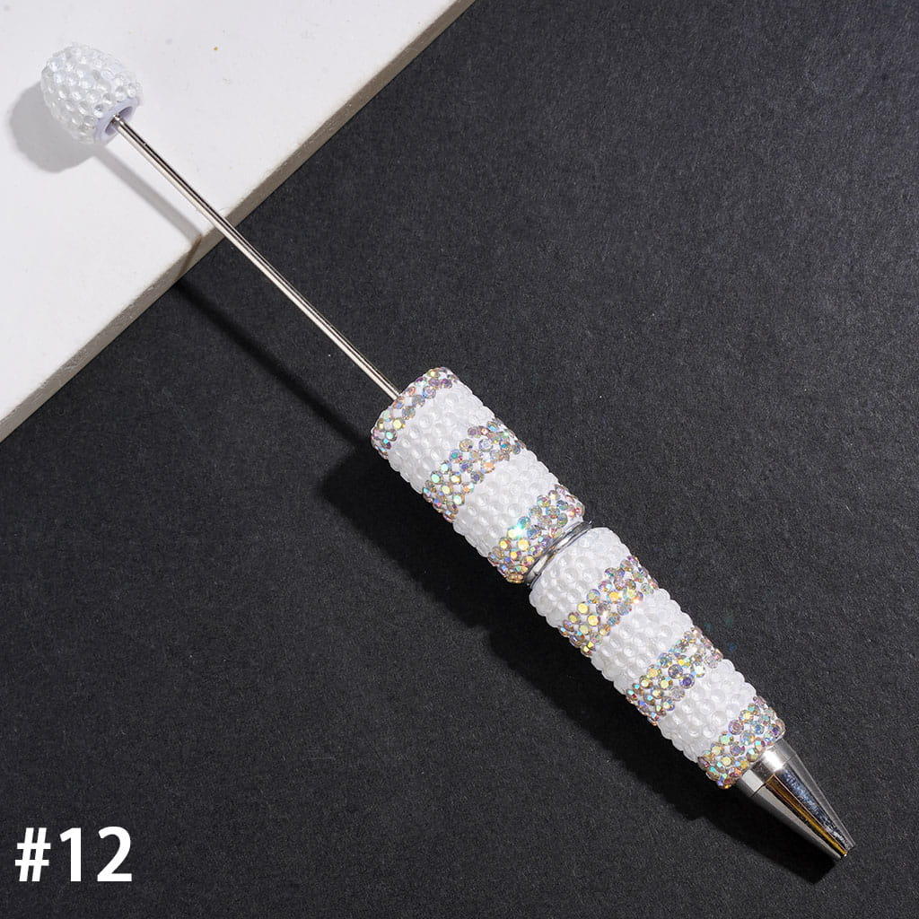 Beadable Clay Pens with Clear and AB Rhinestones Covered the Entire Pens, Multi-Color