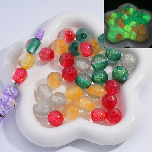 Acrylic Beads Christmas Luminous Shiny Glitter Sugar Core Inside  Multi-Color 16MM (Single Color is available for 200pcs(whole bag)Only)