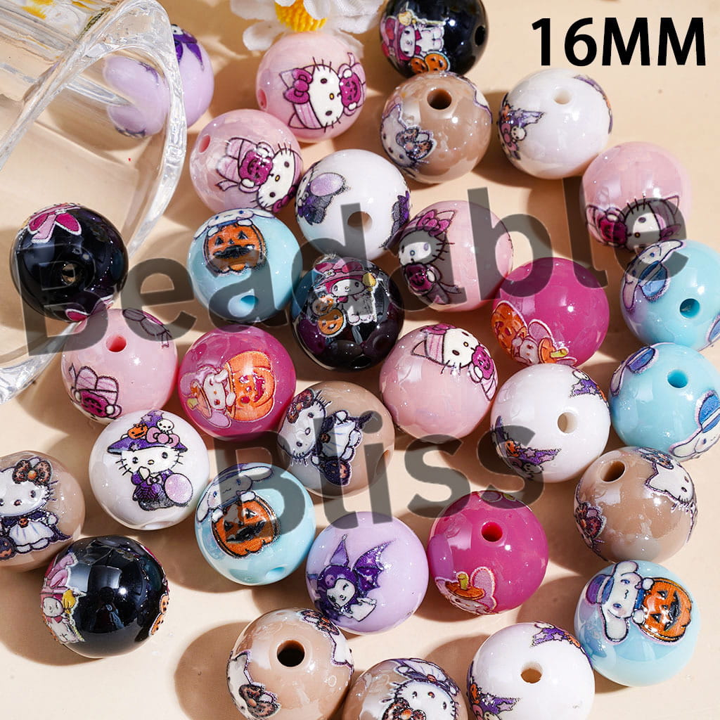 Acrylic Beads for Bracelets Halloween Adorable Character Series, 16MM, Random Mix