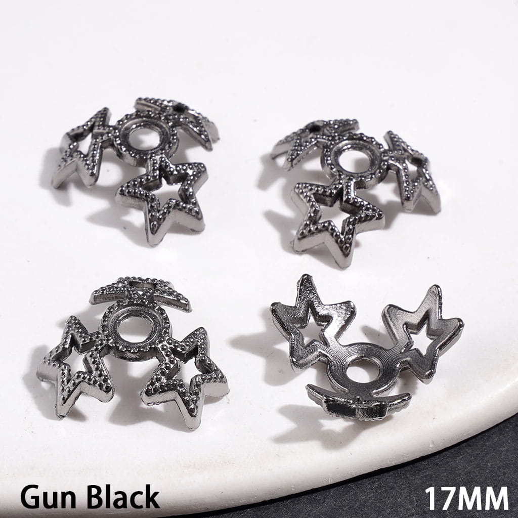 Alloy Beads Cages Hollowed Five-Pointed Star, Bead Cap, 17MM Multi-Color (They Fit 16MM Beads)
