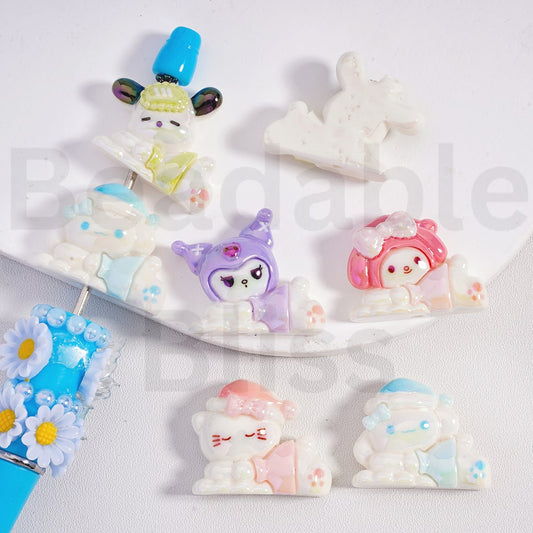 Acrylic Beads UV Coating Cute Sanri Family Kurom My Melod Pochacc Cinnamonrol, Random Mix