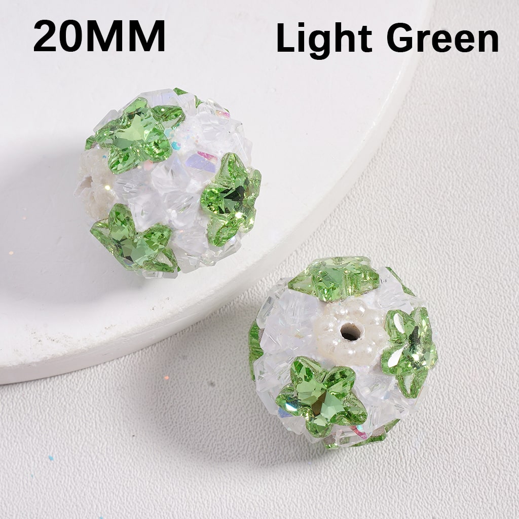 Clay Beads Luminous Shiny Star Mini Rock Rhinestones White Pearls Multi-Color 20MM