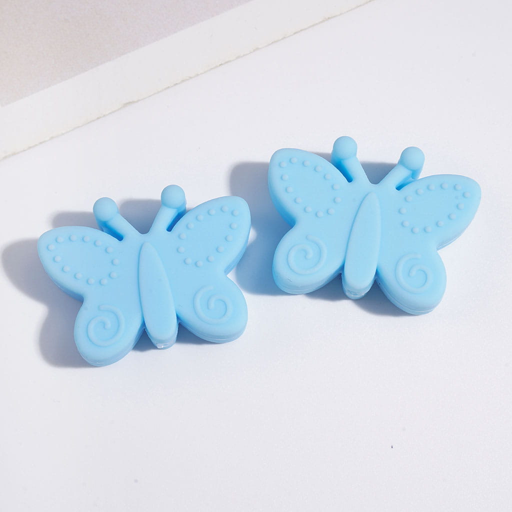 Silicone Beads Butterfly with Opening Wings, Multi-Color, 22*29MM