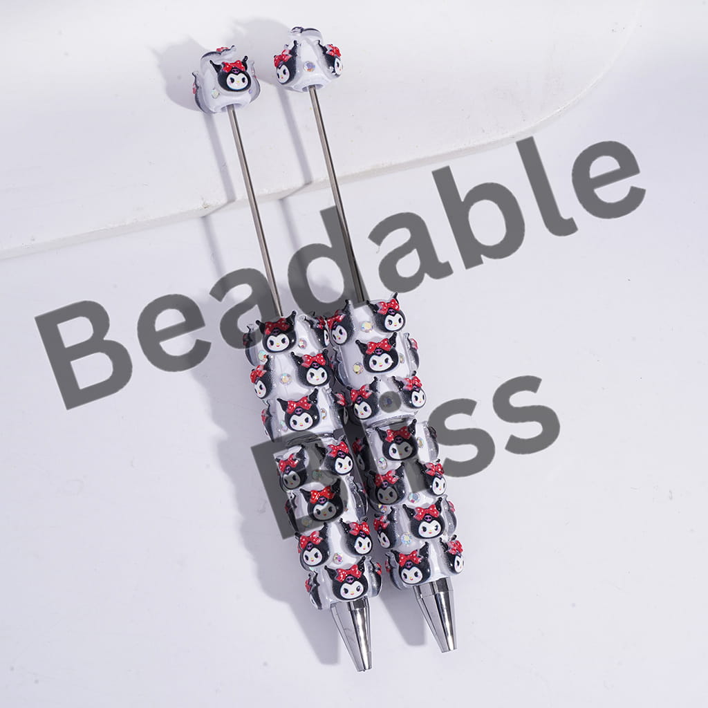 Beadable Clay Pens with Evil Girl Character Series and AB Rhinestones