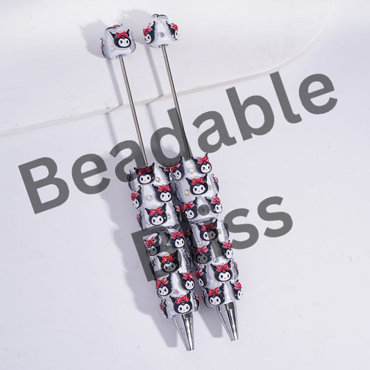 Beadable Clay Pens with Evil Girl Character Series and AB Rhinestones