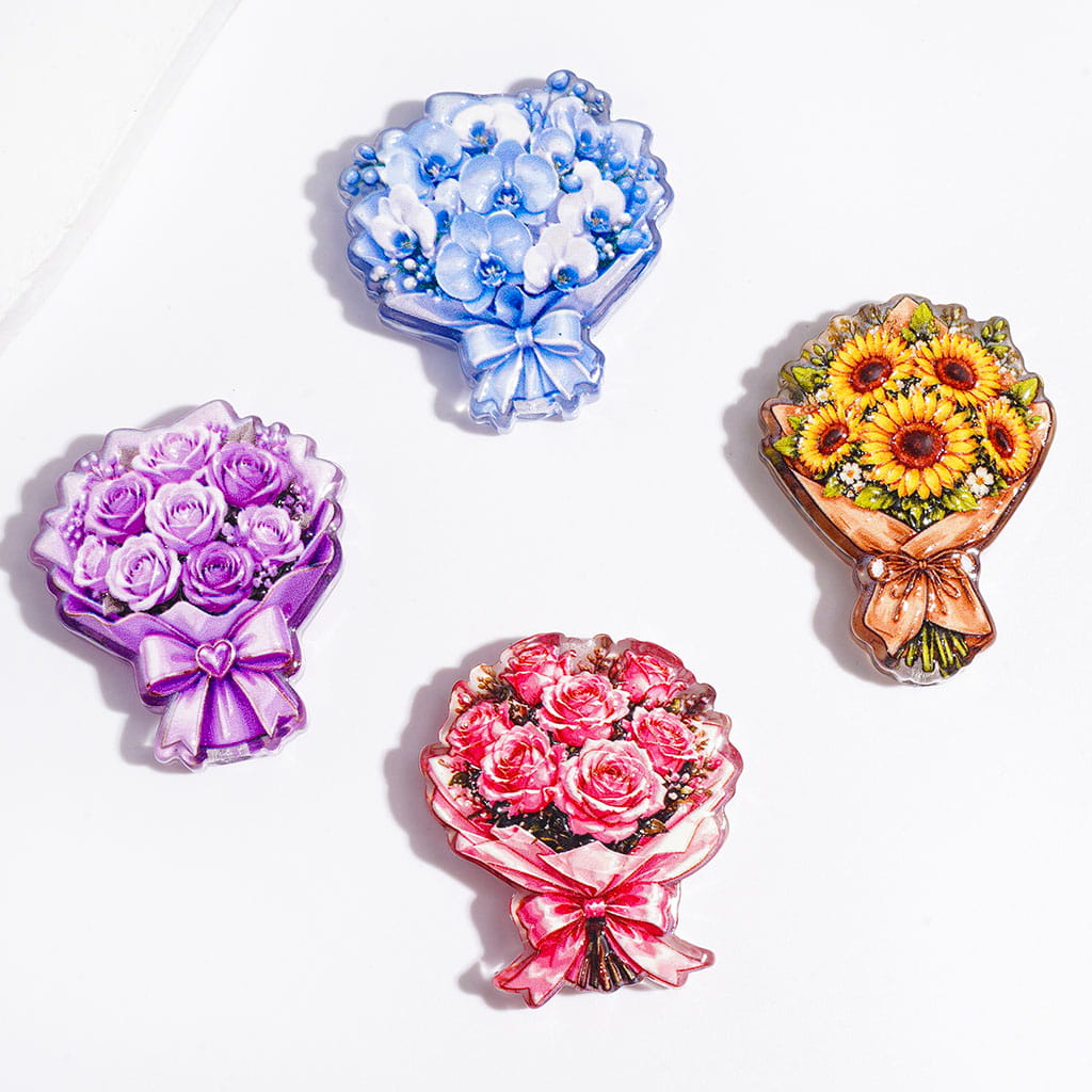 Flower Bouquet Series Acrylic Beads, Semi-Clear, Random Mix