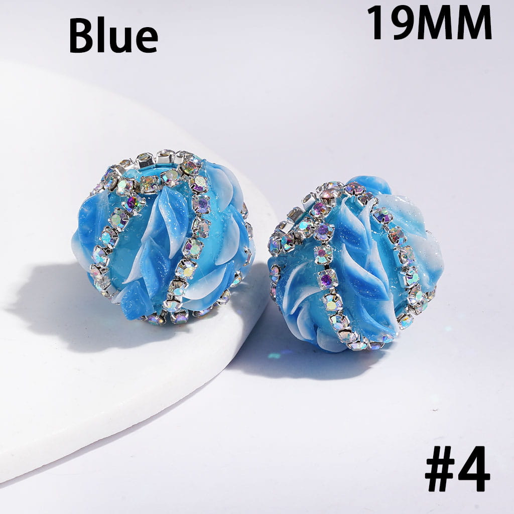 Hand-Made Acrylic Beads with AB Rhinestones Chains and Glittery Leaf, 19MM, Multi Colors