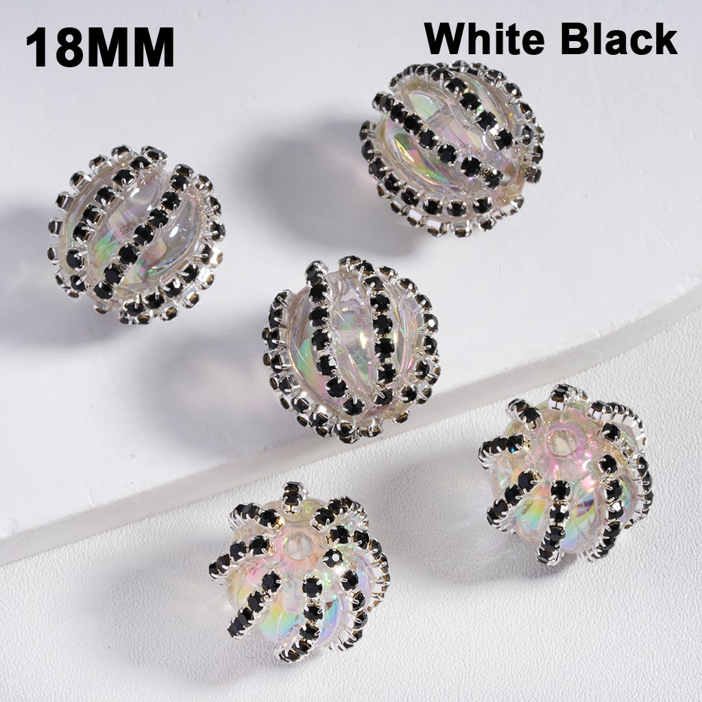 Acrylic Beads UV Coating Shiny Rhinestones Chains Multi-Color Translucent 18MM