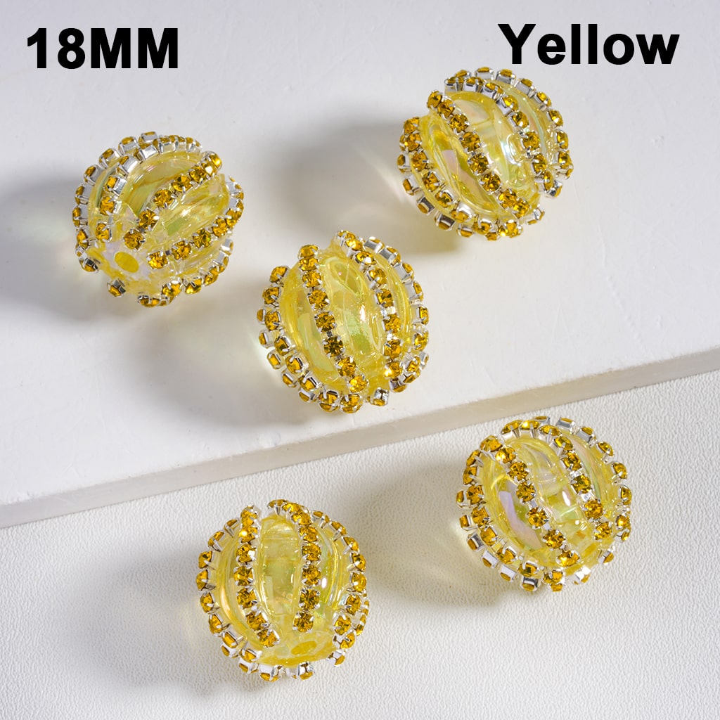 Acrylic Beads UV Coating Shiny Rhinestones Chains Multi-Color Translucent 18MM