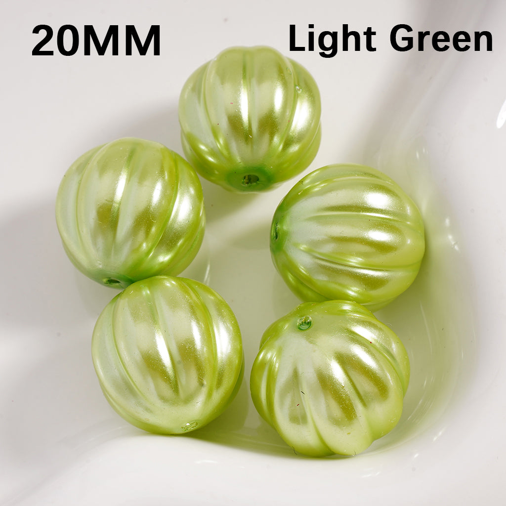 Acrylic Beads Pumpkin Stripes Shiny Multi-Color 20MM (Single Color is available for 125pcs(whole bag) Only)